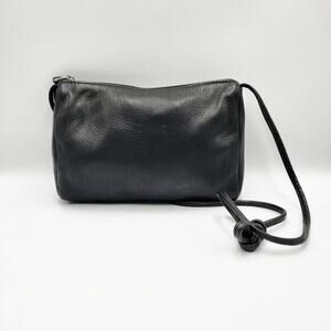 Black Leather Zip Closure Small Convertible Crossbody Shoulder Bag Unbranded